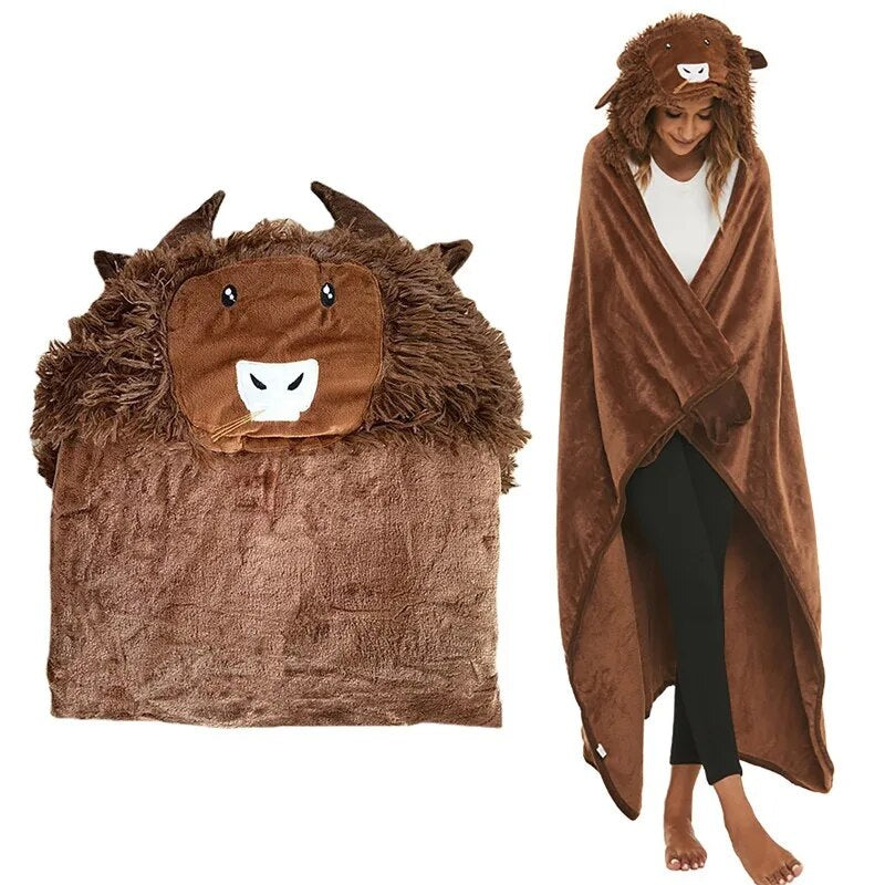 Hooded Flannel Sloth Shaped Blanket