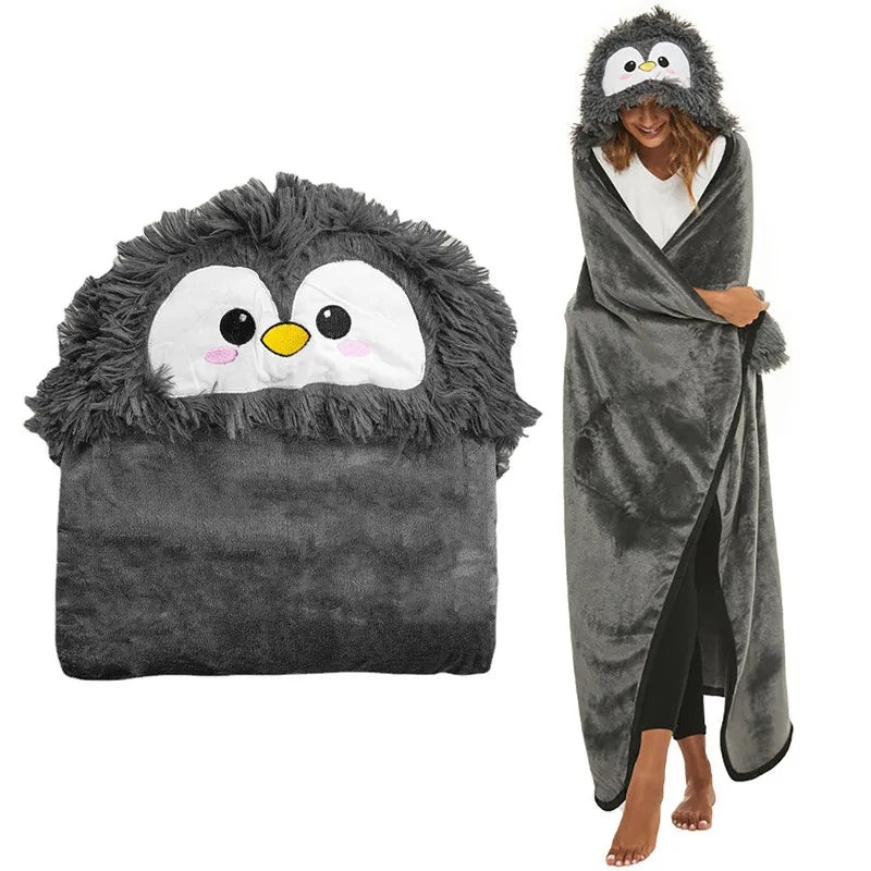 Hooded Flannel Sloth Shaped Blanket